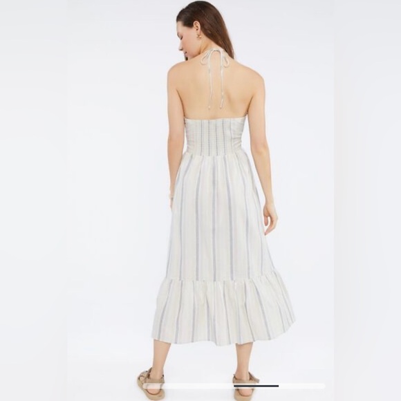 Forever 21 Striped Linen Blend Midi Dress Size M - Picture 3 of 11